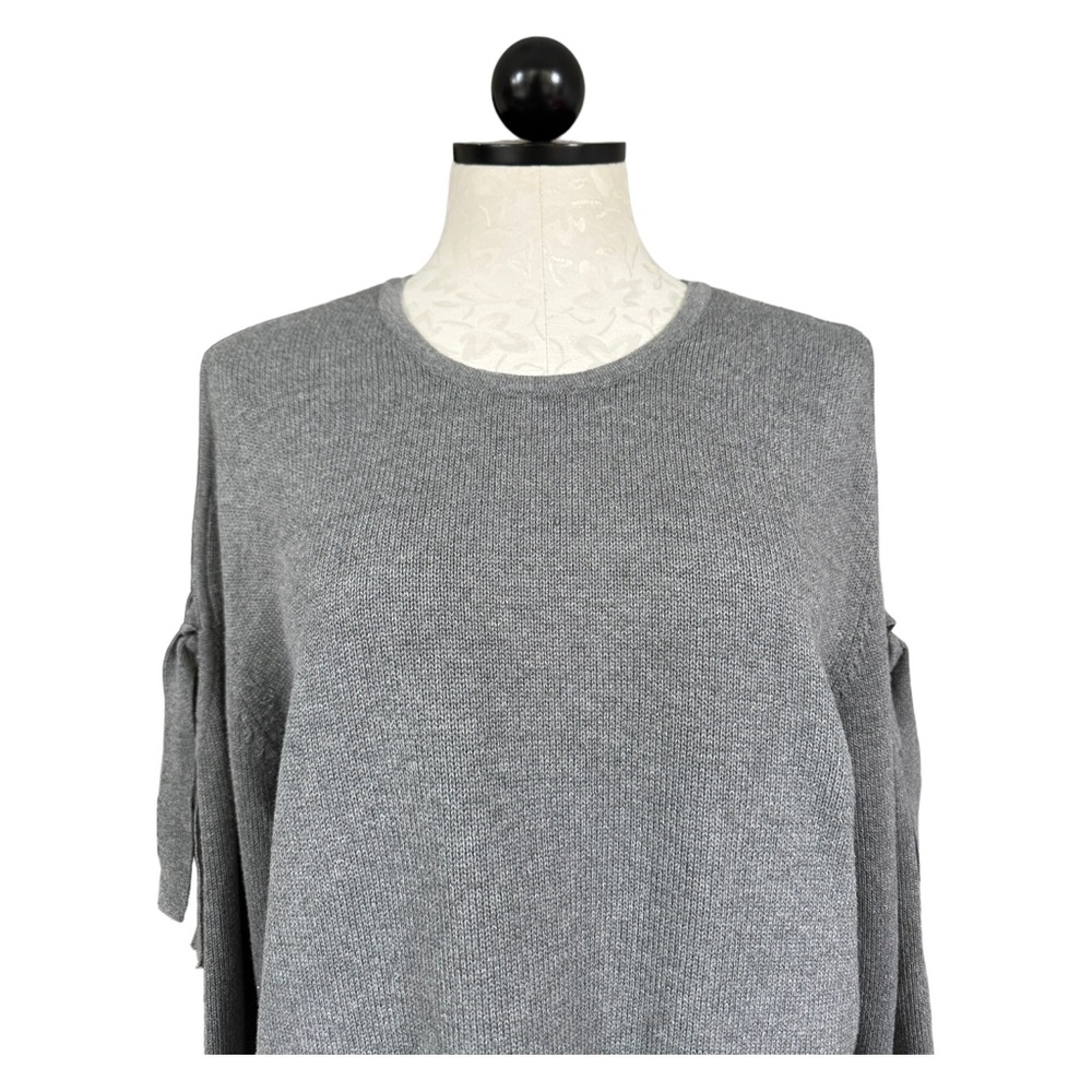 J. Jill Cotton Rayon Cold Shoulder Crew Neck Pullover Sweater Ties Gray Size XL - Picture 3 of 13